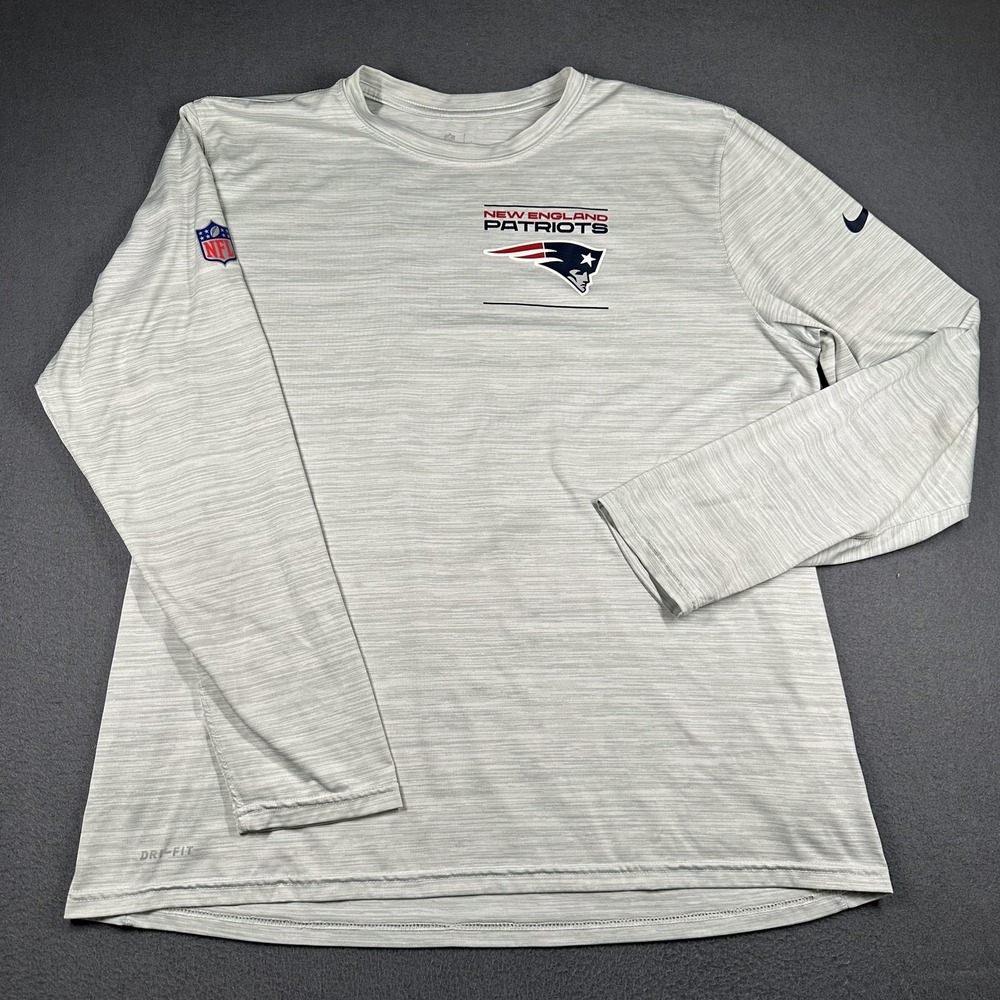 New England Patriots Shirt Mens XL Gray LS NFL Football Nike Dri Fit On Field